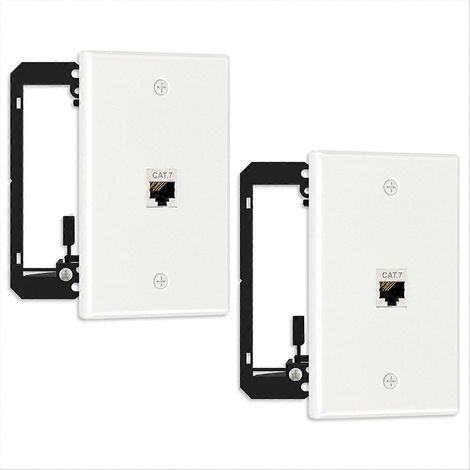 Lot de 2 plaques murales Ethernet, plaque murale 1 port avec support et coupleur RJ45 blindé Cat7 (1/5)