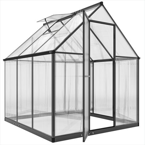 Serre de jardin polycarbonate alu avec porte et fenĂŞtre ajustable (1/5)