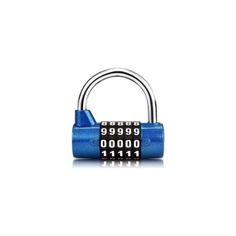 Cadenas à combinaison 5 chiffres réinitialisable, bleu, pour école, boîte à outils, armoire – (1/5)
