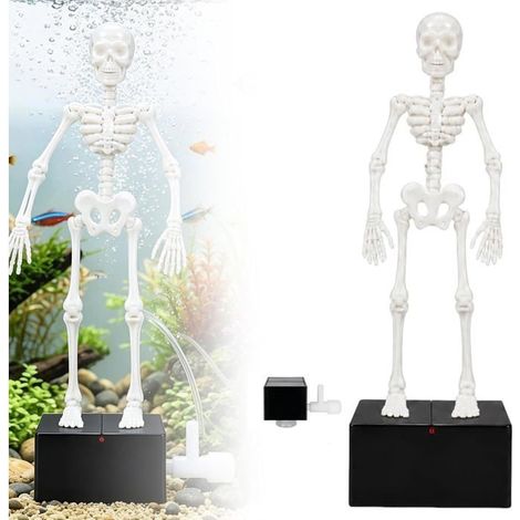 Décoration Aquarium Crâne Animé avec Bulleur – Accessoire Original pour Poisson, Décor Halloween et Ambiance Sous-Marine (1/4)