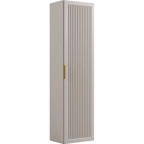 Colonne de salle de bain 35 cm, 1 porte, 4 étagères, façades rainurées, Cachemire, 35 x 27 x 136 cm (1/5)