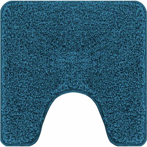 Alfombra antideslizante para baño con corte para inodoro Azul vidaXL (1/5)