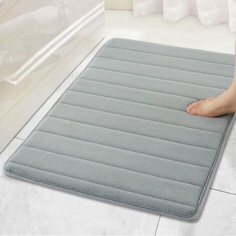 QORVA-Tapis de bain en mousse à mémoire de forme souple, lavable et antidérapant, gris, 50 x 80 cm, pour un confort optimal