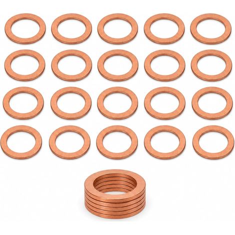 25PCS Joint cuivre M14 x 20 x 1,5, Joint vidange en cuivre (1/5)