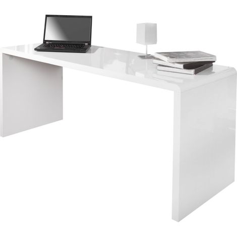 Schreibtisch schmal Weiß 160 x 75 x 60c m Modern PC Tisch Arbeitstisch (1/5)
