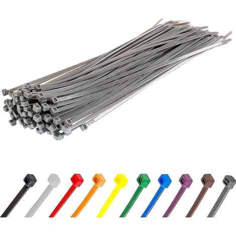 Lange, robuste silberne Kabelbinder, 370 mm x 4,8 mm, 100er-Packung, aus hochwertigem Nylon, 300 mm x 4,8 mm Reißverschluss, silberfarben