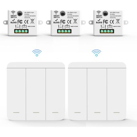 SIENTICE Wireless Remote Control Switch AC85-265V, 433.92 MHz Home Lighting Controller, Three Switches + Two Controllers (1/5)