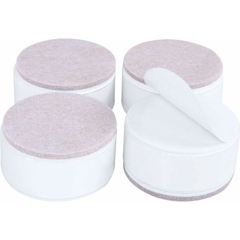 4pcs Rehausseur de Meubles en Acier à Haute Teneur en Carbone de 3 cm, Rehausseur de Meubles Autocollant, Largeur de 6 cm pour Armoires de Canapé Chaise Table, Blanc (1/5)