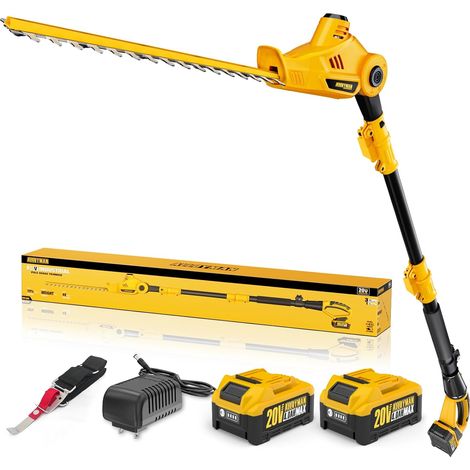 Taille-Haie sans Fil Télescopique 20V Max sur Perche, Lame 40 cm, 2 Batteries 4,0 Ah et Chargeur, Manche Réglable 2,4 m pour Haies et Arbustes (1/5)