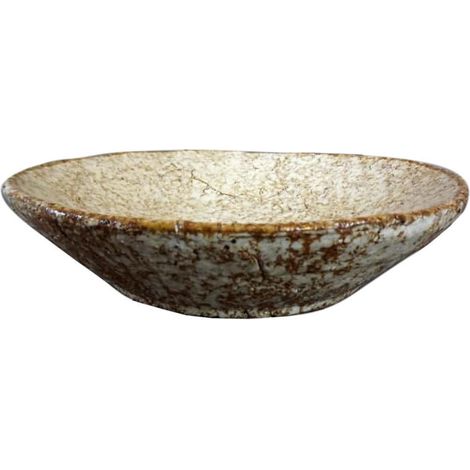 Piatto decorativo in pietra screpolata con strisce, color crema, 30x8 cm (1/4)