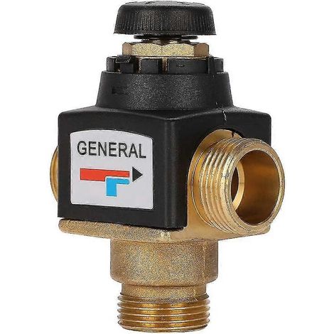 Mitigeur thermostatique avec vanne en laiton à haut débit intégrée, anti-brûlure, compatible avec les chauffe-eau solaires, etc. (filetage mâle DN20-3/4 - filetage mâle 3 voies) (1/5)