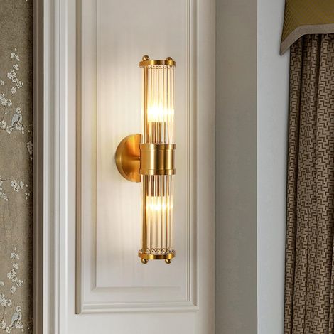 FLITI Vintage Gold Wall Sconce, Industrial Glass Wall Light, Bedside Lamps, Indoor Wall Light for Bedroom Hallway [Energy Class F] (1/4)
