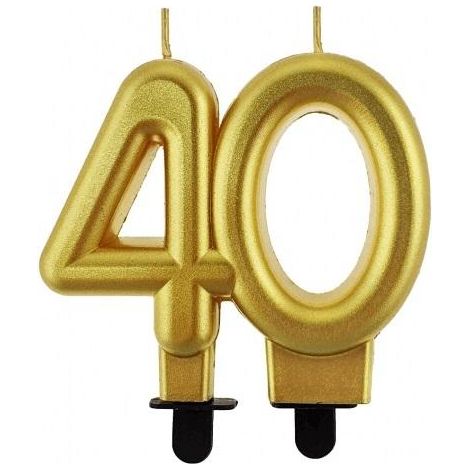 Candela numero 40 Beauty&Charm color oro metallizzato, 8 cm