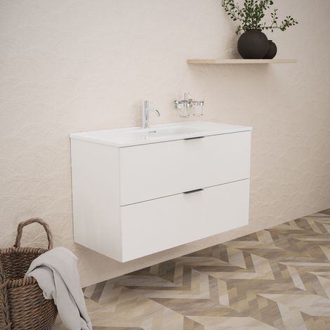 Inda - Meuble de salle de bain L.100 avec vasque blanc (1/5)