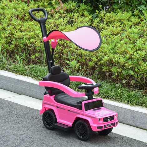 Cochecito infantil, totalmente equipado, de 12 a 36 meses, con claxon, reposapiés, barras de seguridad y parasol, color rosa.