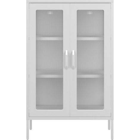 Marsh Storage Cabinet - Steel/Glass - L36 x W65 x H101.5 cm - White - Flat Packed