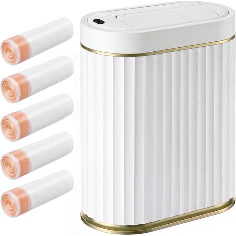 TOQUE Sensor Rubbish Bin 7L Touchless Silent Butterfly Lid for Bedroom White (1/5)