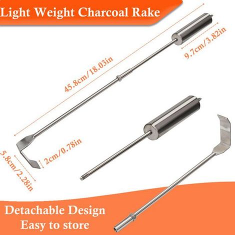 Rateau À Charbon De Bois - Acier Inoxydable - 45,8 Cm - Pour Cheminée Barbecue Four Brasero - 1 Pièce (1/5)