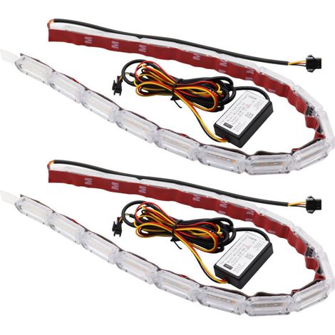 12 Lights, 2 Pack, Crystal Eye Lamp, LED Daytime Running Light, Turn Signal, 12V LED Running Water Light with Two-Color Car Daytime Running Light, Turn Signal Guide Strip (1/5)