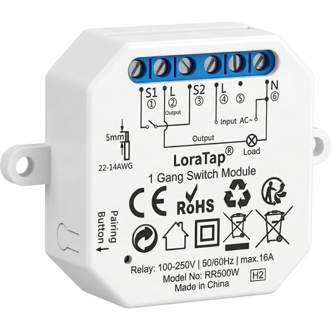 LoraTap WiFi Switch Wireless, 2500W 10A Receiver, Smart Switch, Remote Control by Phone, Relay Compatible with Google Home (1/5)