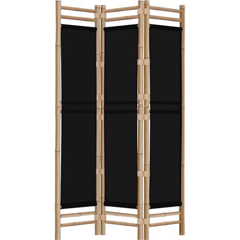 vidaXL Biombo plegable de 3 paneles bambú y lona 120 cm (1/2)