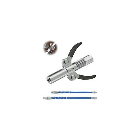 3x Embout Pompe a Graisse avec Tuyau Flexible, Pompe a Graisse Pneumatique Electrique Manuelle,Coupler G pour Pompe à Graisseur Convient pour Tous Types de Presses à Graisse (Double poignée) (1/4)
