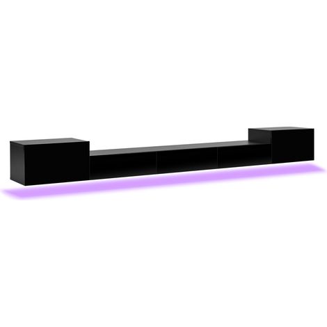 Mobile TV pensile nero con LED multicolore e porte lucide 245 x 30 x 26 cm (1/5)