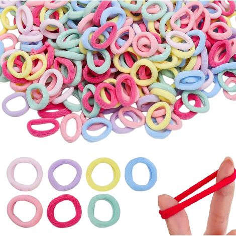 500 Pièces Élastique Cheveux Fille, Chouchou Cheveux Fille et Élastique Cheveux Bébé, Mini Elastic cheveux Enfant Soft Loom Bands, Petit Elastic cheveux Coloré pour École, Noël (1/5)