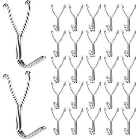 Lot de 50 crochets en acier inoxydable de 20 mm pour cuisine, garage, rangement, accessoires, outils d'établi, fournitures d'artisanat (1/5)