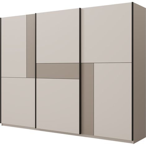 Armoire VERTIS 3 portes coulissantes cachemire et beige 270 cm design graphique (1/5)