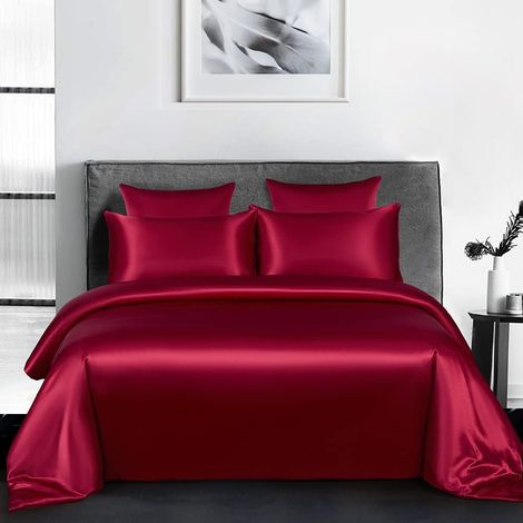 1 Parure De Lit 3 Pièces Housse De Couette 220x240 Cm Taie D'oreiller 65x65 Cm Satin Fermeture Éclair Adulte (1/5)