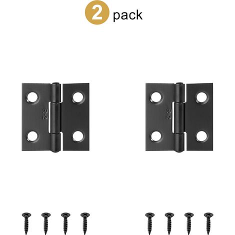 (Noir 38 mm, lot de 2) 2 charnières en acier inoxydable pliables à 270°, petites charnières noires pour portes de placards de cuisine, meubles en bois (1/5)