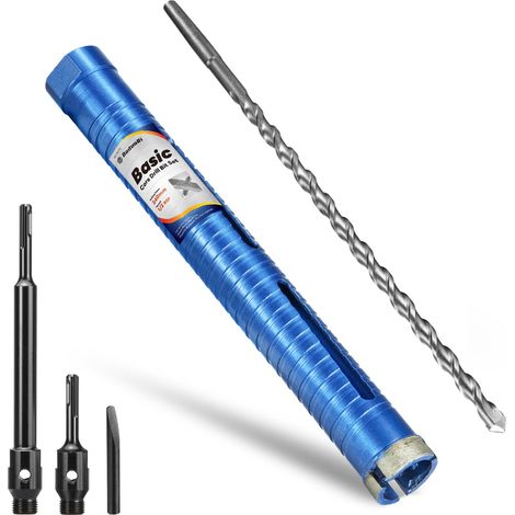 Jeu de carotte longue avec adaptateur SDS Plus 240mm, 110mm et foret pilote central, carotte diamantée pour brique, bloc, maçonnerie, pierre, filetage 1/2 BSP (Pour trou 30mm) (1/5)