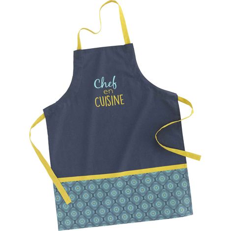 Tablier de Cuisine Imprimé "Chef" 84cm Bleu (1/4)