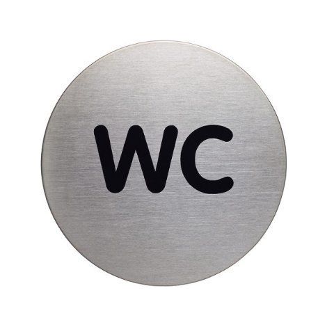 Pictograma WC Duradero Plateado Diámetro 83 mm