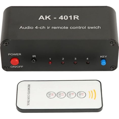 Sélecteur audio stéréo bidirectionnel 4 voies G/D RCA,convertisseur Audio équilibré,Sélecteur de commutateur stéréo RCa multifonctionnel 4 en 4 sorties avec télécommande IR pour lecteur DVD stéréo (1/5)