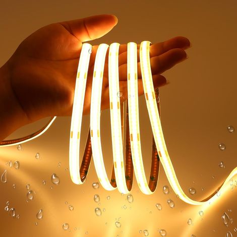COB LED Strip 12V 6M 2700K Spotless Waterproof Dimmable, Cuttable, Self-Adhesive, CRI 90+ 320LEDs/M Warm White 8 mm, for Trucks, Kitchens (No Power Supply) (1/5)
