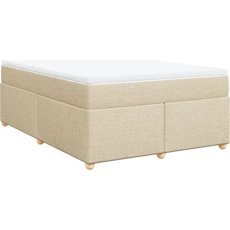 Maison Exclusive - Sommier à lattes de lit avec matelas Crème 160x200 cm Tissu (1/5)