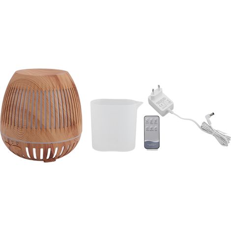 Diffuseur d'huiles essentielles 400ml à grain bois, 8W 24V, télécommande, 35db silencieux, lumières LED multicolores, prise UE 100-240V.
