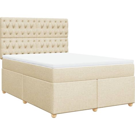 Maison Exclusive - Giroletto a Molle con Materasso Crema 140x200 cm in Tessuto (1/5)