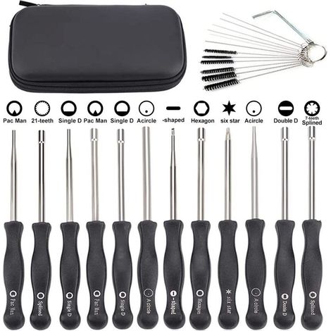 Kit Outil Réglage Carburateur - 12 Pièces avec Clé à Tête Splinée 21 Dents et 7 Dents - Pour Moteur 2 Temps - Avec Kit Nettoyage et Étui de Transport (1/5)