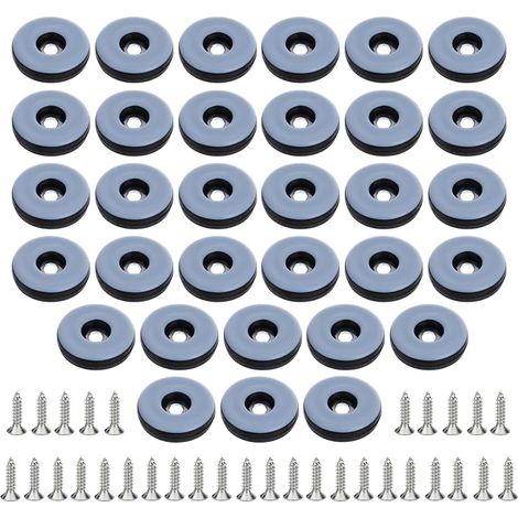 32 pezzi di scivoli per mobili in teflon Ø 22 mm (rotondi) Scivoli per mobili con 32 viti in acciaio inossidabile Scivoli/scivoli per mobili in PTFE