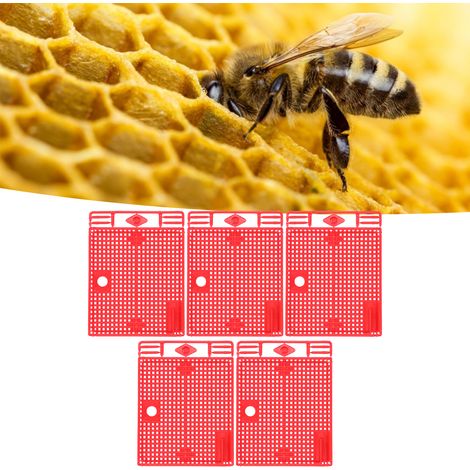 [Queen Excluder] [5 Pièces] Cage d'Introduction et Isolation Reusable pour Abeille Reine - Cages Portables pour Apiculture, Rouge, Matériel de Plastique Haute Qualité (1/5)