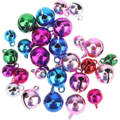 150 bunte Weihnachtsglöckchen, 6 mm, 8 mm, 10 mm, verschiedene Größen, umweltfreundlich beschichtet, Weihnachtsglocken (gemischte Farben) (1/2)