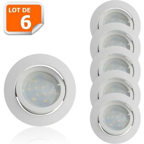 Lot de 6 Spot Led Encastrable Complete Blanc Orientable lumière Blanc Chaud eq. 50W ref.13 (1/5)