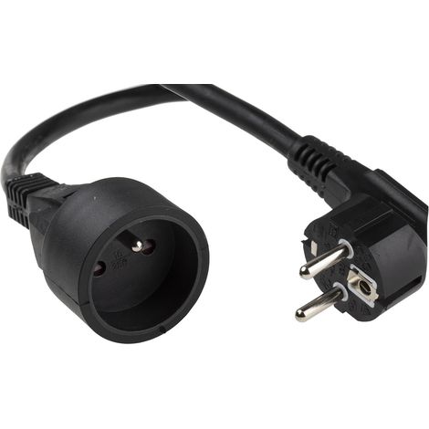 Câble d'alimentation, Noir, Connecteur CEE 7/7, Schuko vers CEE 7/7, Schuko, 5m ( Prix pour 1 )