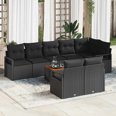 Teenpull – Gartensofa-set 9 Stk. Schwarz Poly-Rattan (1/5)