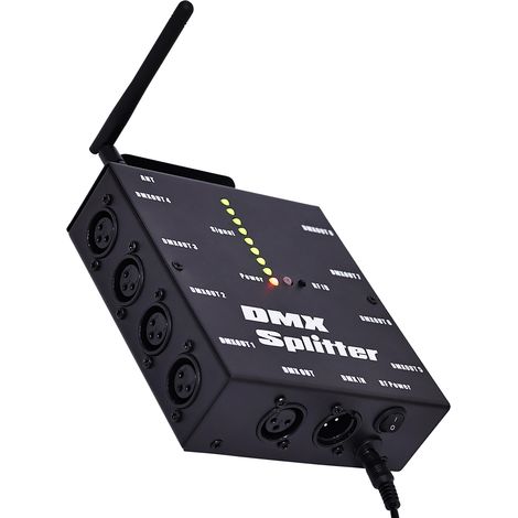Ortviai Amplificateur Sans Fil DMX512 avec Décodage et Distribution de Signal – 8 Sorties, Boîtier Métal/ABS Noir (1/5)