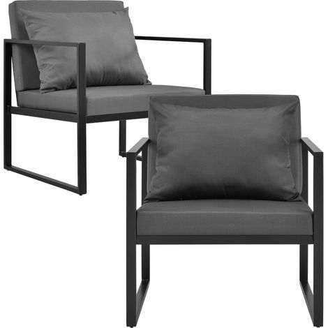 2 x chaises extérieures robustes avec coussins confortables noir 70 x 60 x 60 cm