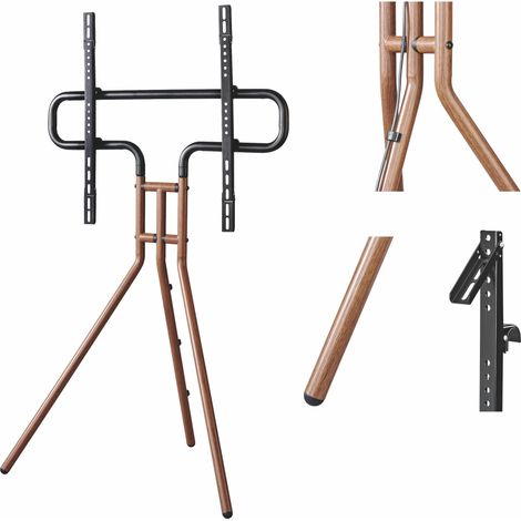 Support TV sur Pied Design Chevalet (Trépied TV, téléviseur 75" 94 à 191 cm 40Kg, Hauteur Réglable, Socle TV Chevalet Compact, Support de Sol Aspect Bois Compatible VESA) Marron (1/5)
